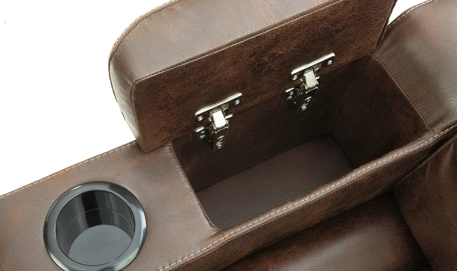 Modern Heritage Owner's Box 2-Seater Leather Recliner Loveseat in Brown - Image 13