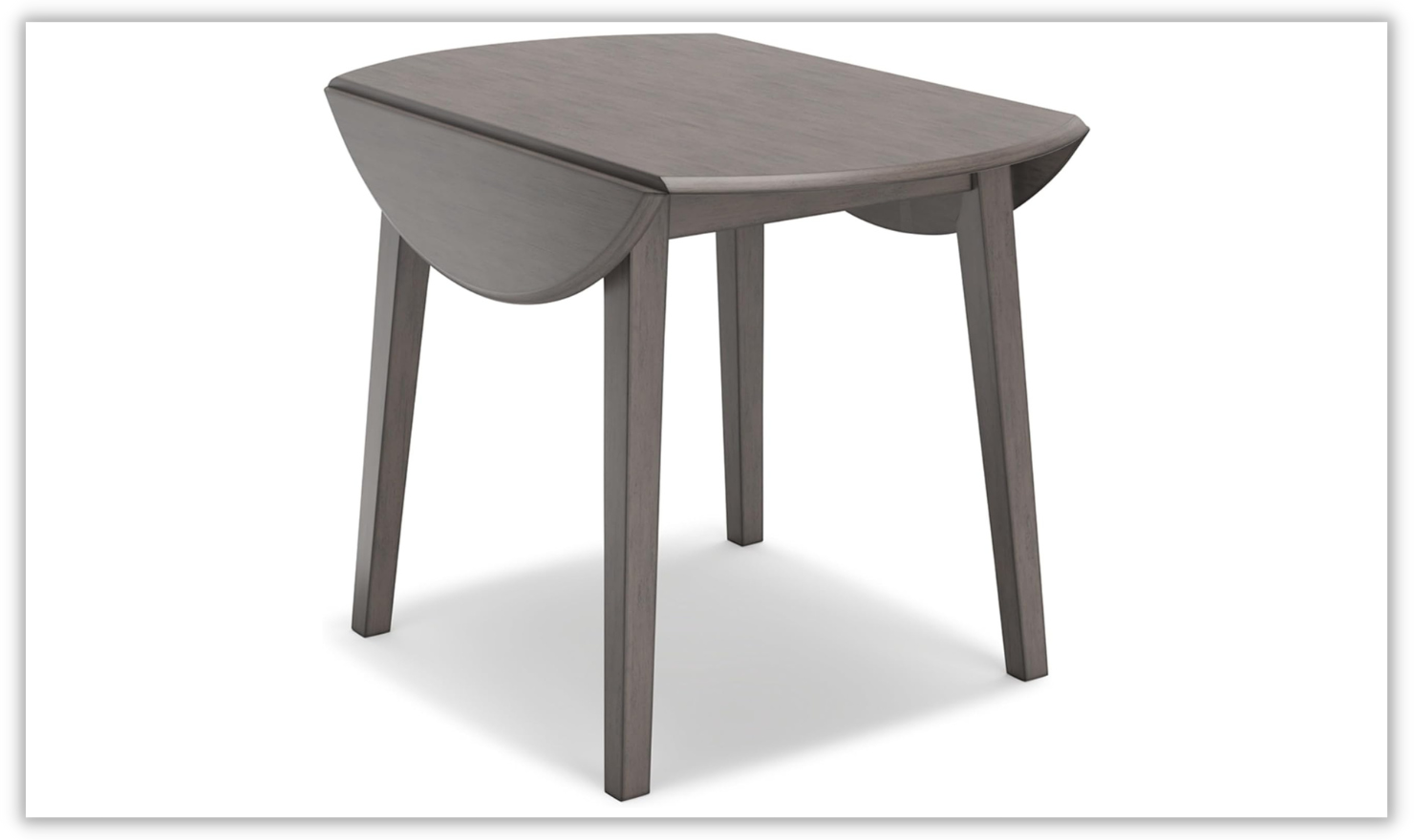 Shullden Round Drop Leaf Wooden Dining Table in Gray - Image 4