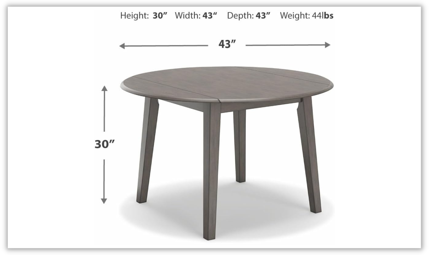 Shullden Round Drop Leaf Wooden Dining Table in Gray - Image 7