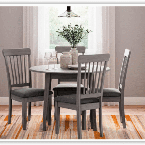 Modern Heritage Shullden 5-Pieces Round Wooden Dining Set in Gray