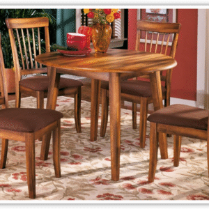 Modern Heritage Berringer 5 Pieces Round Wooden Dining Set in Brown
