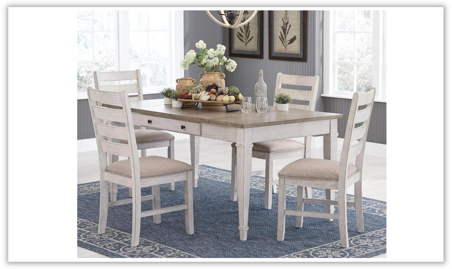 Modern Heritage Skempton 5-Piece Wooden Dining Room Set with 2-Drawers