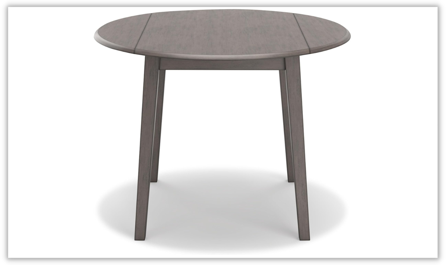 Shullden Round Drop Leaf Wooden Dining Table in Gray - Image 8