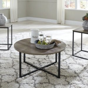 Modern Heritage Wadeworth Wood Top Table Set in Brown