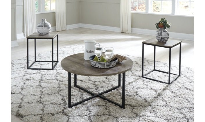 Modern Heritage Wadeworth Wood Top Table Set in Brown