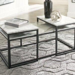 Modern Heritage Donnesta Marble Top Table Set in Gray