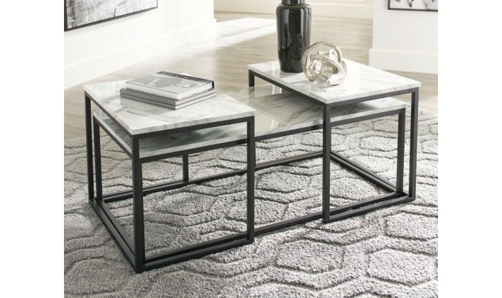 Modern Heritage Donnesta Marble Top Table Set in Gray