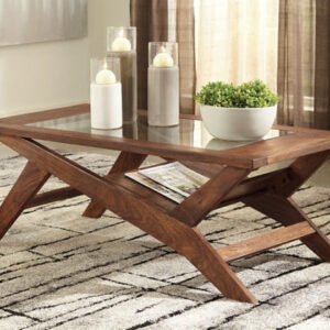 Modern Heritage Charzine Coffee Table with Glass Inset Top