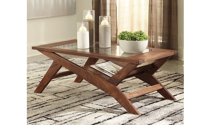 Modern Heritage Charzine Coffee Table with Glass Inset Top