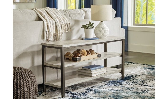 Modern Heritage Shybourne Gray Metal Sofa Table with Concrete Melamine Top