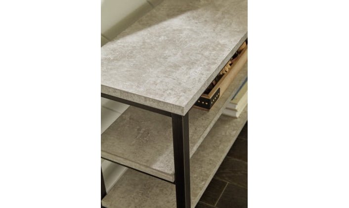 Modern Heritage Shybourne Gray Metal Sofa Table with Concrete Melamine Top - Image 4