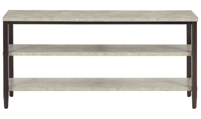 Modern Heritage Shybourne Gray Metal Sofa Table with Concrete Melamine Top - Image 3