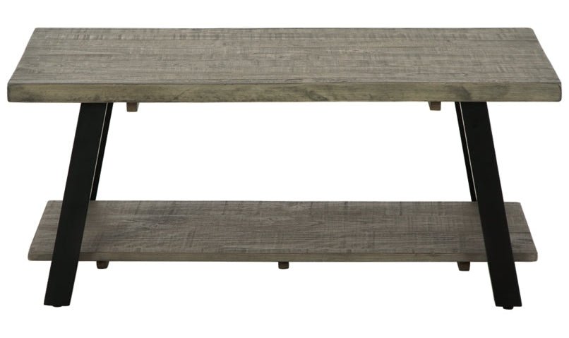 Modern Heritage Brennegan Wood Top Coffee Table in Gray - Image 3