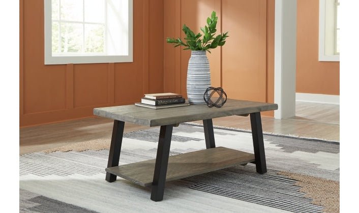 Modern Heritage Brennegan Wood Top Coffee Table in Gray