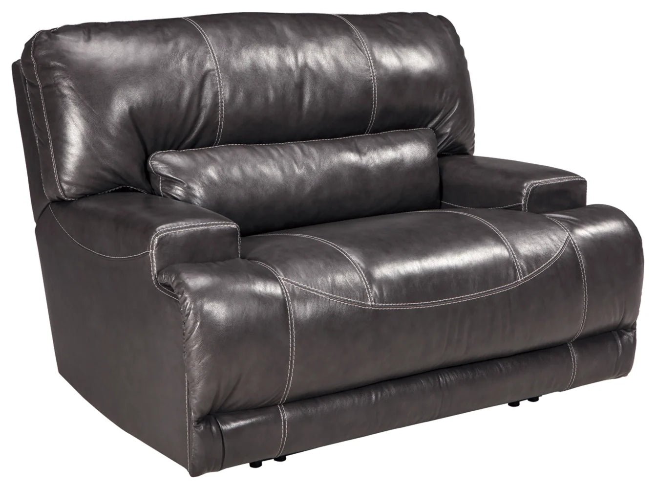 Modern Heritage McCaskill Wide Seat Gray Leather Power Recliner Chair - Image 4
