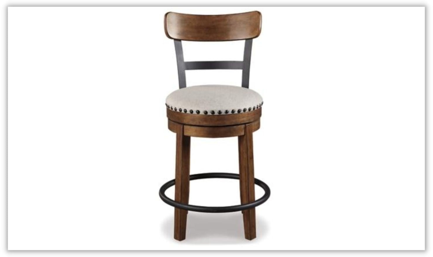 Valebeck Counter Height Wooden Bar Stool with Curved Back - Image 2