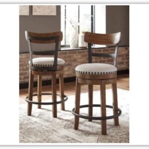 Valebeck Counter Height Wooden Bar Stool with Curved Back