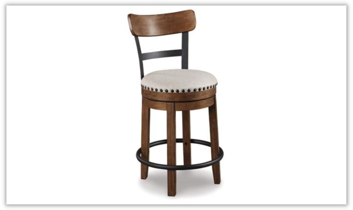 Valebeck Counter Height Wooden Bar Stool with Curved Back - Image 4