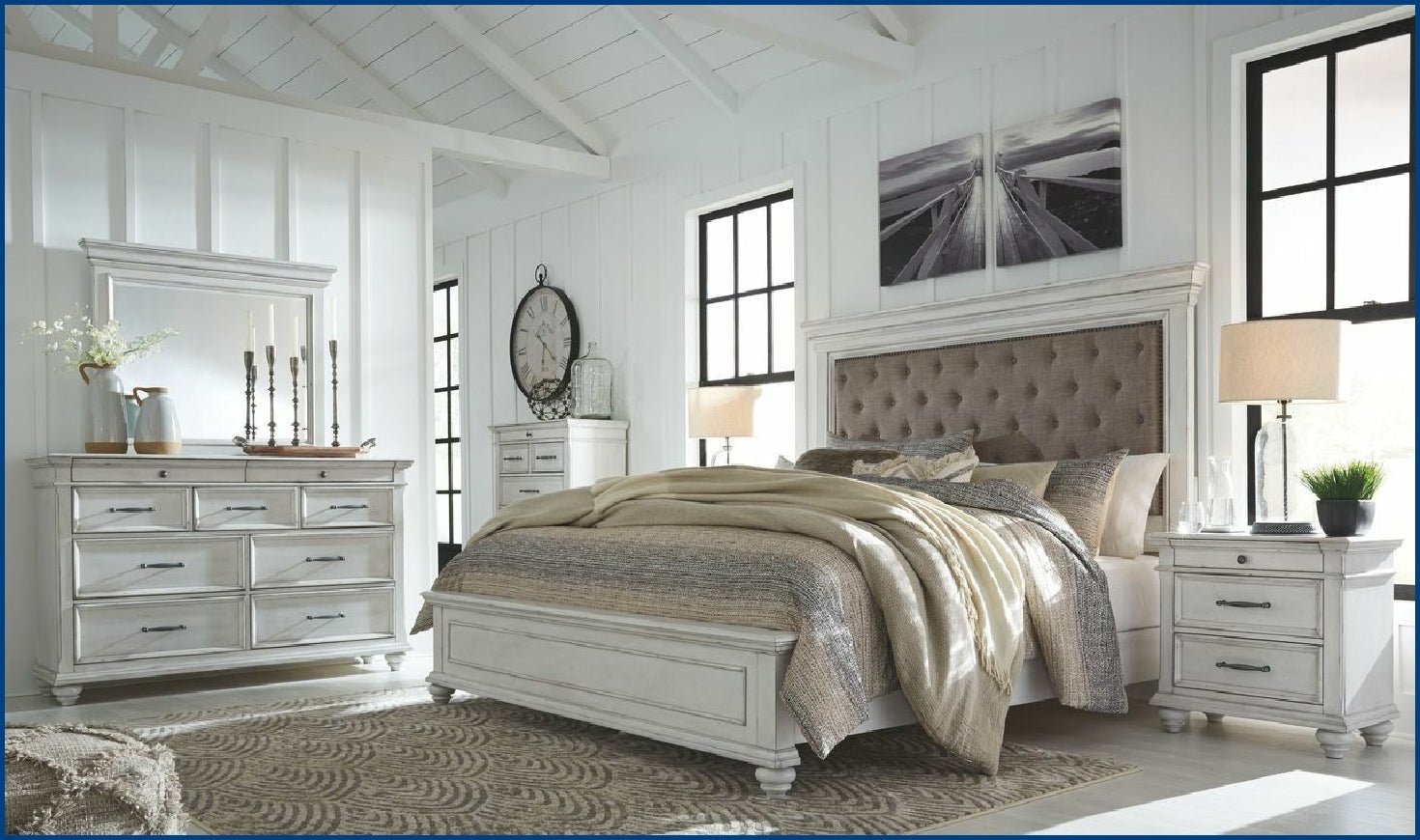 Ashley Kanwyn Wooden Bed In Whitewash - Image 8