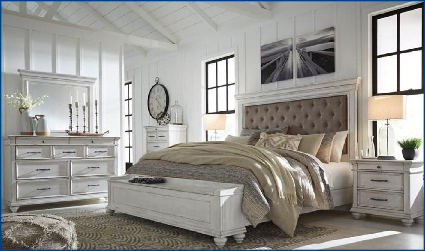 Ashley Kanwyn Wooden Bed In Whitewash - Image 2