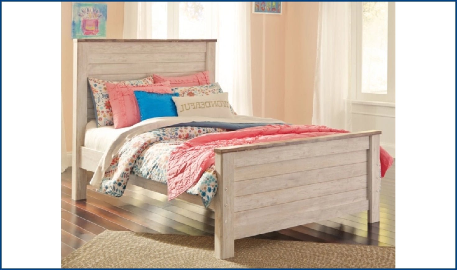 Modern Heritage Willowton Traditional Wooden Bed in Whitewashed Finish - Image 13