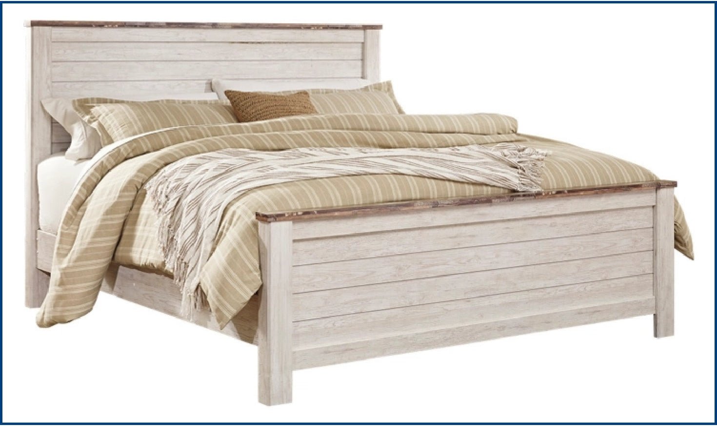 Modern Heritage Willowton Traditional Wooden Bed in Whitewashed Finish
