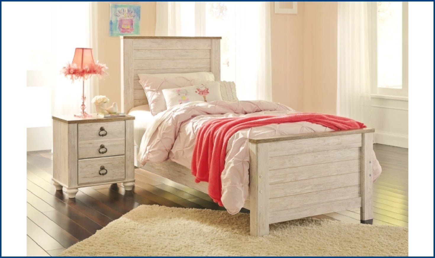 Modern Heritage Willowton Traditional Wooden Bed in Whitewashed Finish - Image 8
