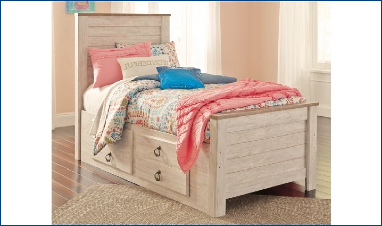 Modern Heritage Willowton Traditional Wooden Bed in Whitewashed Finish - Image 9