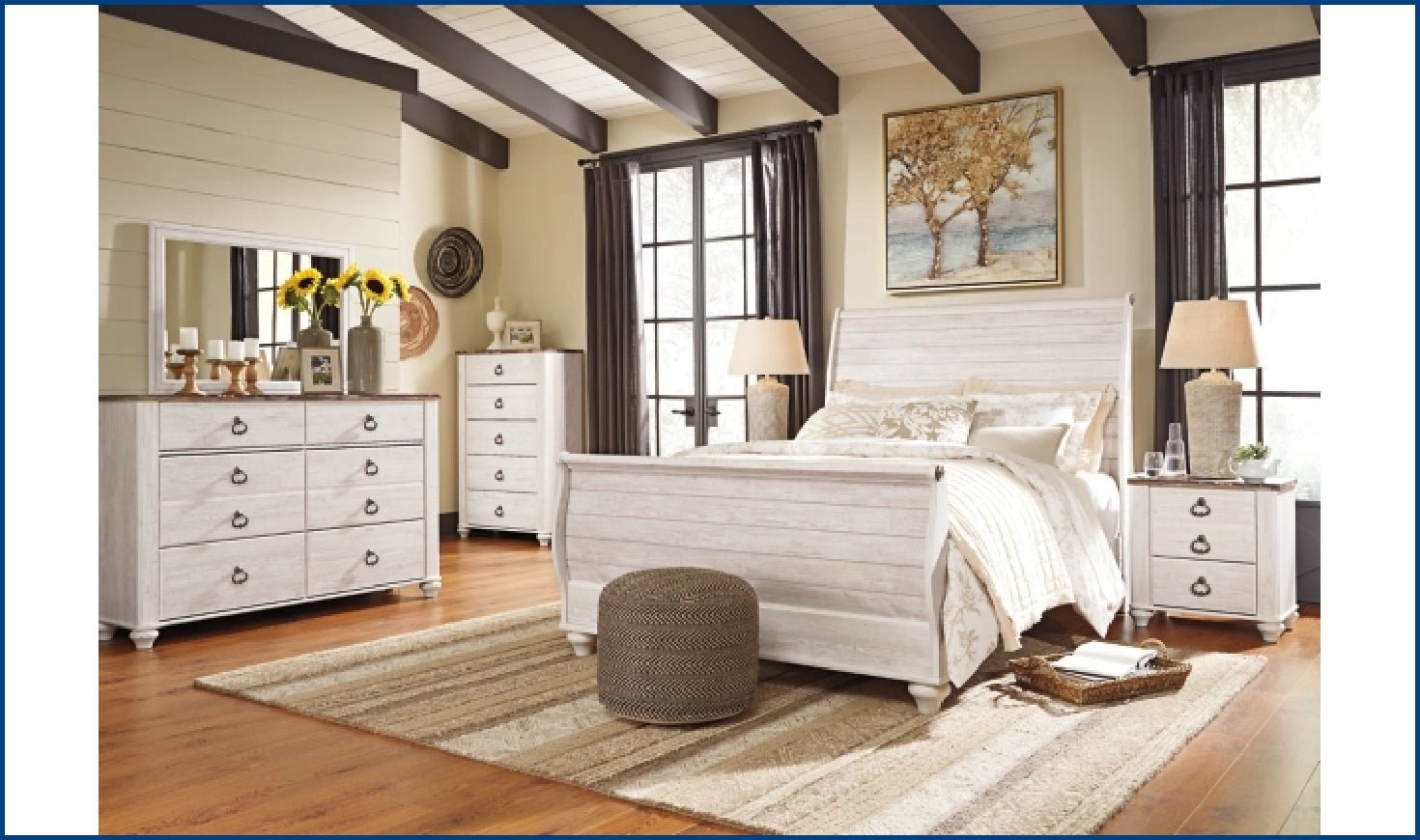 Modern Heritage Willowton Traditional Wooden Bed in Whitewashed Finish - Image 2